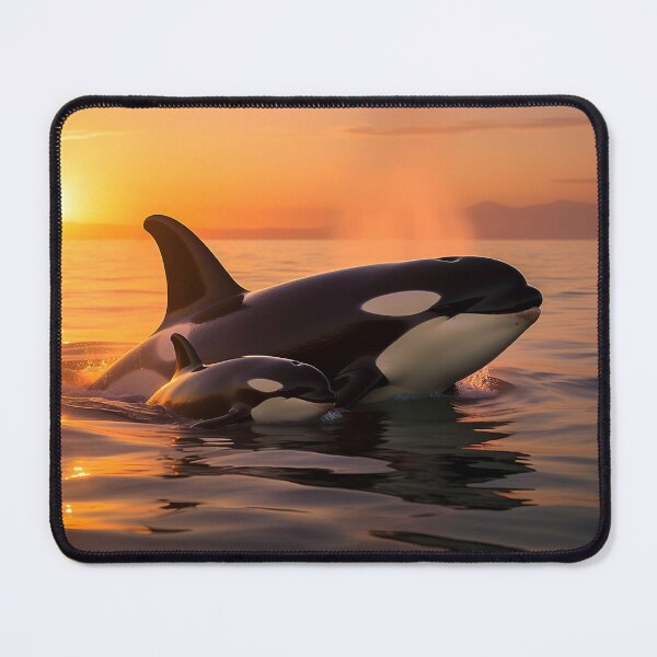Item preview, Orca and her calf at sunset — Oceanic tenderness designed and sold by Hawaii26.