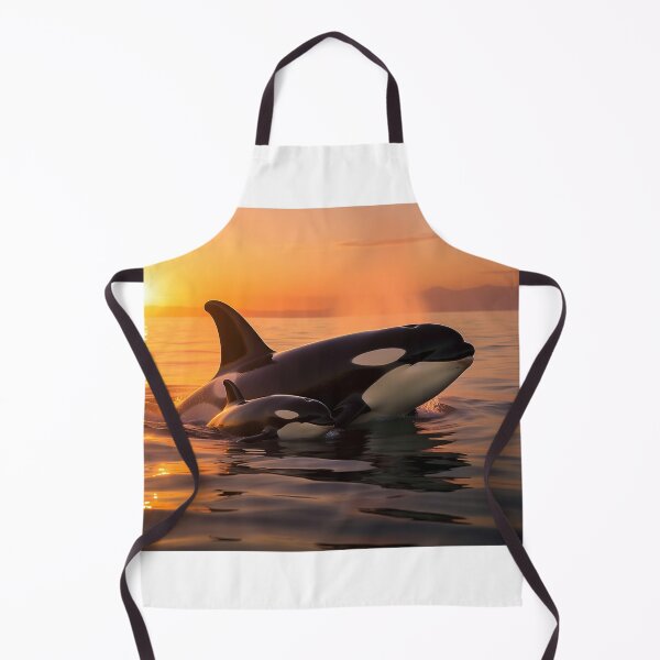 Item preview, Orca and her calf at sunset — Oceanic tenderness designed and sold by Hawaii26.