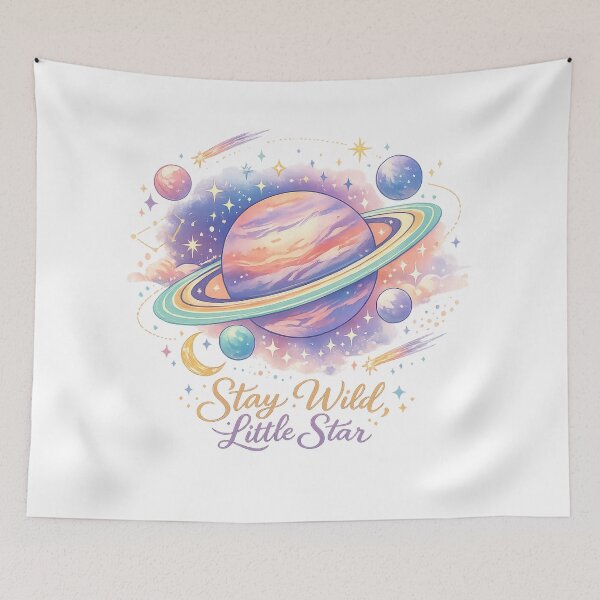 Item preview, Stay Wild Little Star Pastel Saturn Planet Celestial Space Art Design designed and sold by inkoutninja.