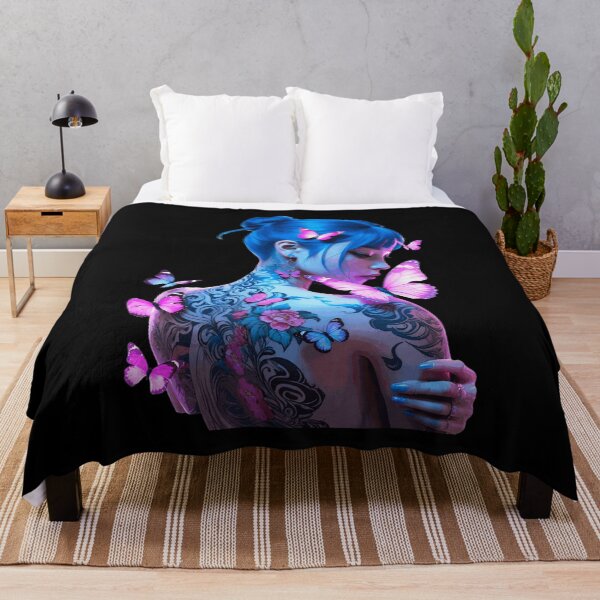 Item preview, Ethereal Blue Haired Beauty with Butterflies designed and sold by Sienkiewicz99.