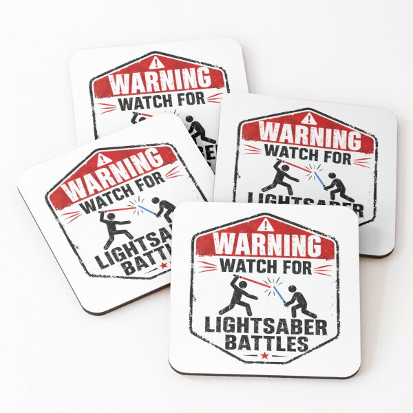 Item preview, Warning Watch For Lightsaber Battles Space Fantasy Fan designed and sold by HumansStuck12.