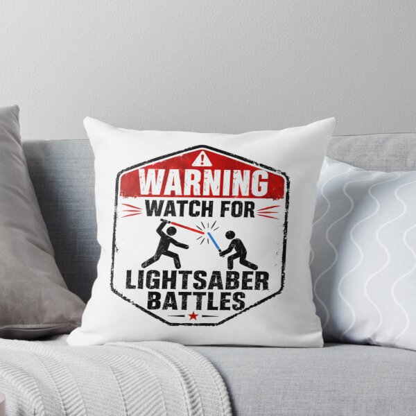 Item preview, Warning Watch For Lightsaber Battles Space Fantasy Fan designed and sold by HumansStuck12.
