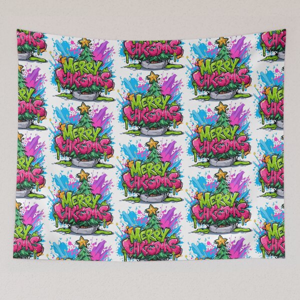 Item preview, Merry Hip Hop Christmas Tree Graffiti Design designed and sold by RichardRags.