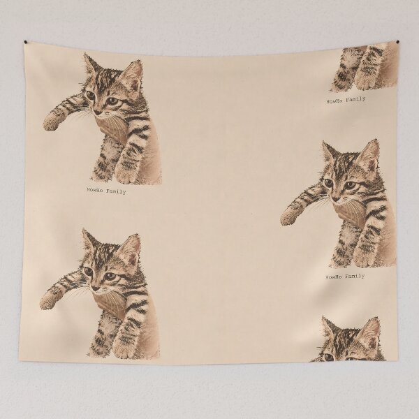 Item preview, Hand Holding Tabby Kitten: Vintage Linocut designed and sold by HowHoFamily.