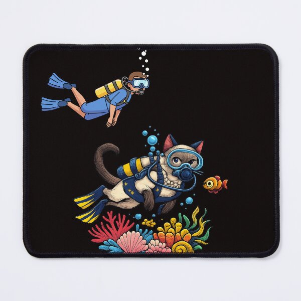 Item preview, Scuba Diving Siamese Cat Underwater Adventure designed and sold by Thanineemedia.