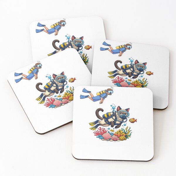 Item preview, Scuba Diving Siamese Cat Underwater Adventure designed and sold by Thanineemedia.