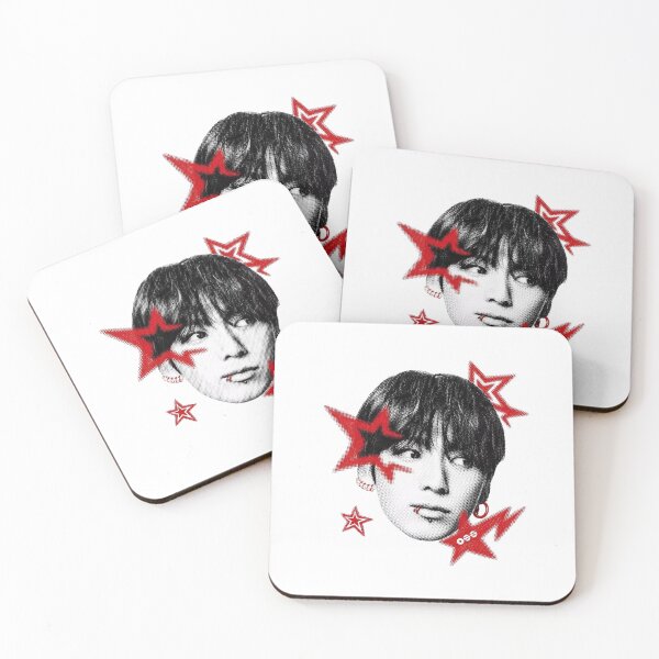 Item preview, BTS Jungkook Y2K Halftone Red Star Portrait designed and sold by moamaxshop.
