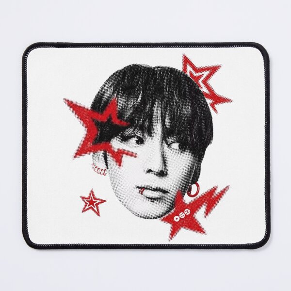 Item preview, BTS Jungkook Y2K Halftone Red Star Portrait designed and sold by moamaxshop.