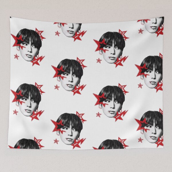 Item preview, BTS Jungkook Y2K Halftone Red Star Portrait designed and sold by moamaxshop.
