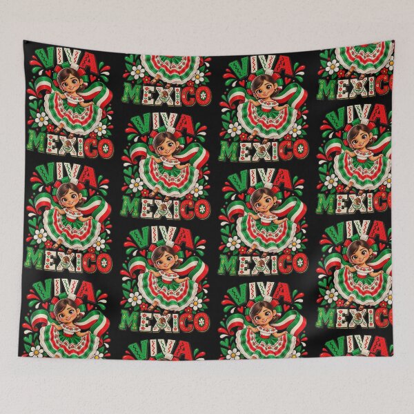 Item preview, Viva Mexico Girl in Folklorico Dress Mexican Independence Day designed and sold by OddPopARt.
