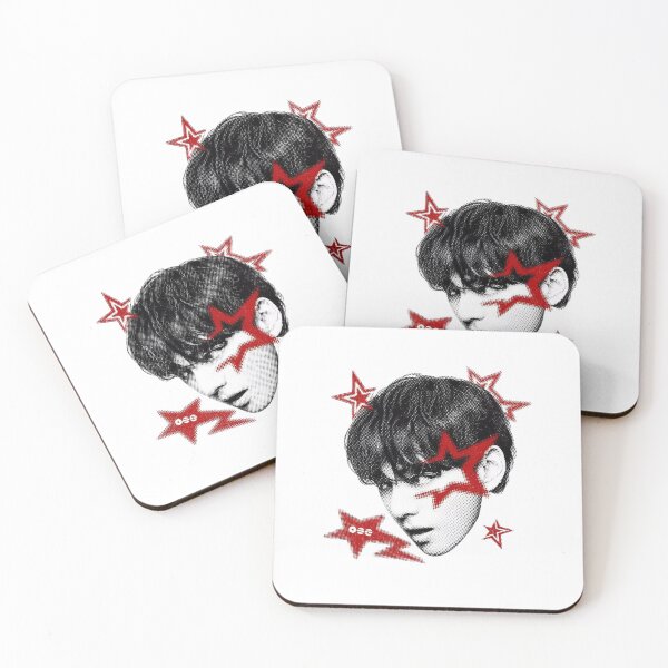 Item preview, BTS V Taehyung Y2K Halftone Red Star Graphic designed and sold by moamaxshop.