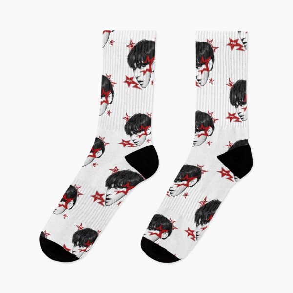 Item preview, BTS V Taehyung Y2K Halftone Red Star Graphic designed and sold by moamaxshop.