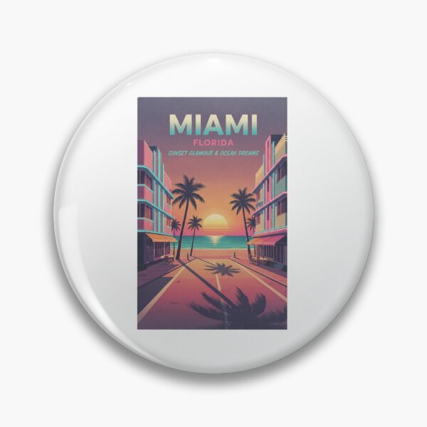 Item preview, Miami Florida – Sunset Glamour & Ocean Dreams – Retro Art Deco Beach Poster Tee designed and sold by bobscraze.