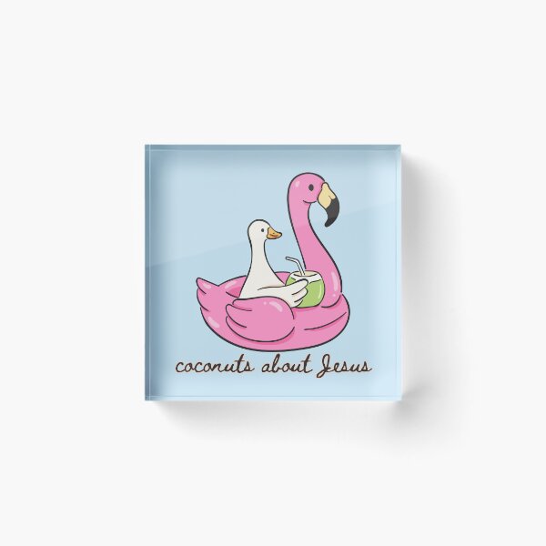 Item preview, Silly Goose Pink Flamingo Coconuts About Jesus Tropical Beach Summer Vibes designed and sold by Forevermore.