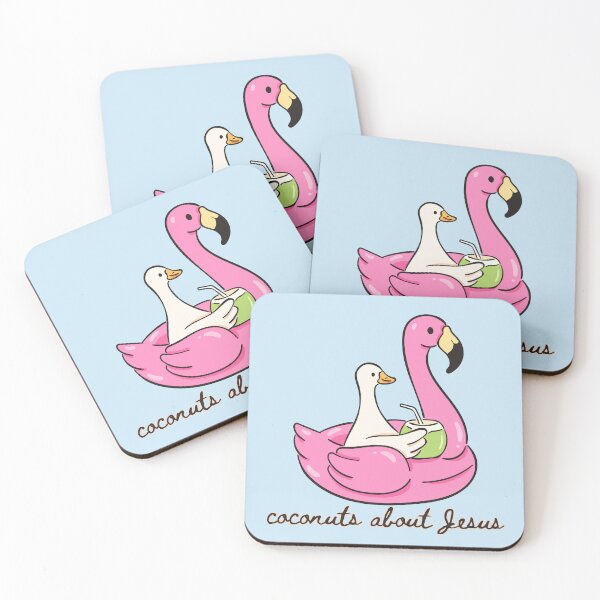 Item preview, Silly Goose Pink Flamingo Coconuts About Jesus Tropical Beach Summer Vibes designed and sold by Forevermore.