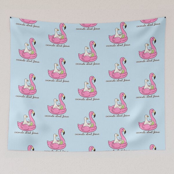Item preview, Silly Goose Pink Flamingo Coconuts About Jesus Tropical Beach Summer Vibes designed and sold by Forevermore.