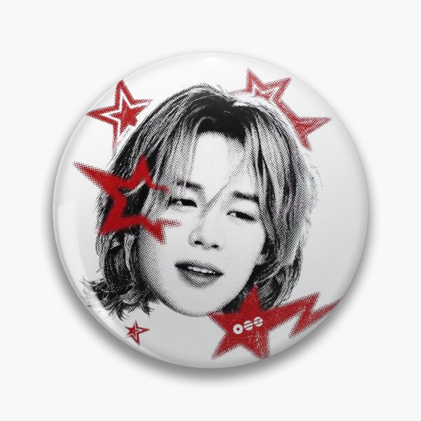 Item preview, BTS Jimin Y2K Halftone Red Star Portrait designed and sold by moamaxshop.