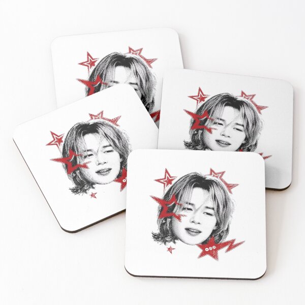Item preview, BTS Jimin Y2K Halftone Red Star Portrait designed and sold by moamaxshop.