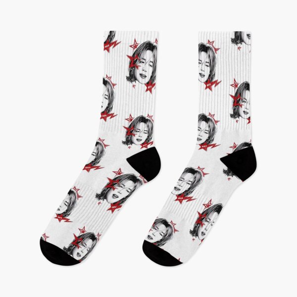 Item preview, BTS Jimin Y2K Halftone Red Star Portrait designed and sold by moamaxshop.