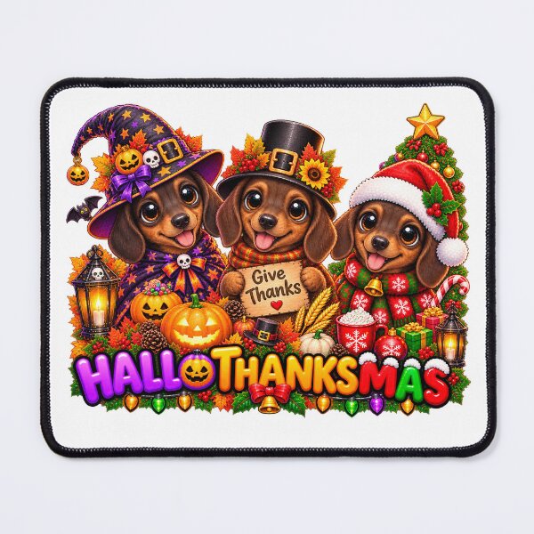 Item preview, Dachshund Dog Halloween Thanksgiving Christmas designed and sold by QuiteOrbit.