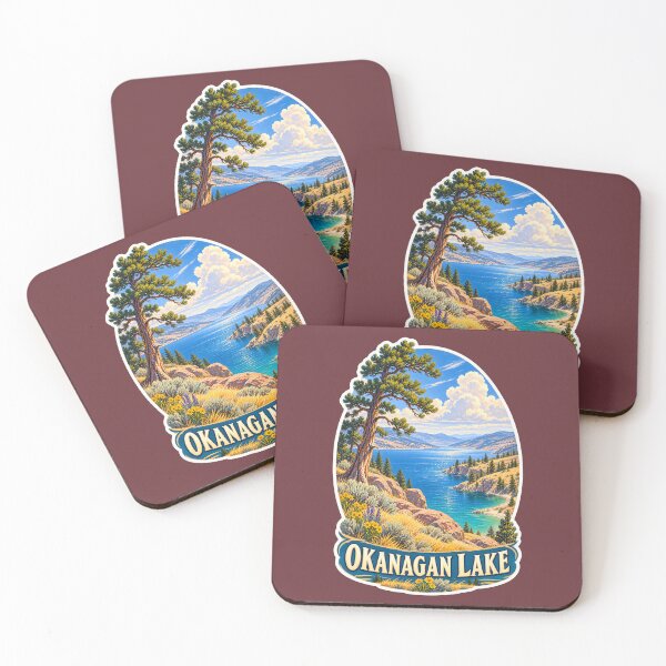 Item preview, Okanagan Lake Vintage Canadian Valley Landscape Travel Print designed and sold by PinUpPizzazz.
