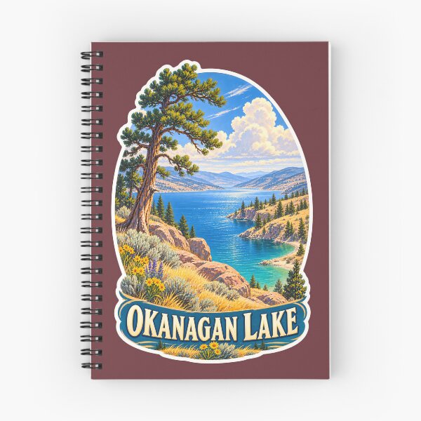 Item preview, Okanagan Lake Vintage Canadian Valley Landscape Travel Print designed and sold by PinUpPizzazz.