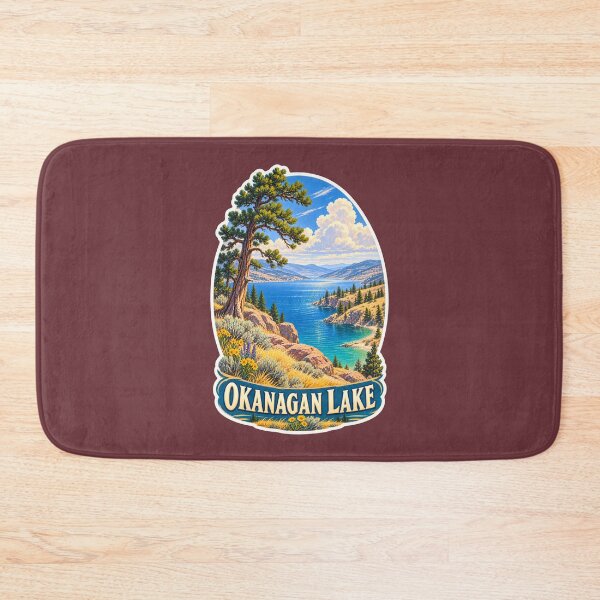Item preview, Okanagan Lake Vintage Canadian Valley Landscape Travel Print designed and sold by PinUpPizzazz.