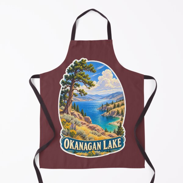 Item preview, Okanagan Lake Vintage Canadian Valley Landscape Travel Print designed and sold by PinUpPizzazz.