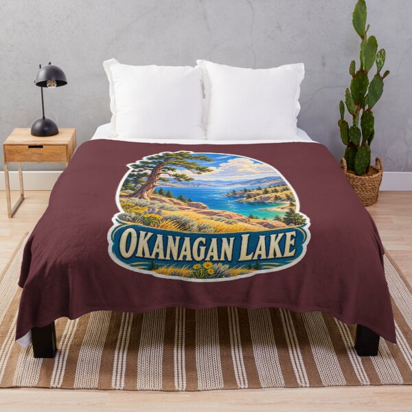 Item preview, Okanagan Lake Vintage Canadian Valley Landscape Travel Print designed and sold by PinUpPizzazz.
