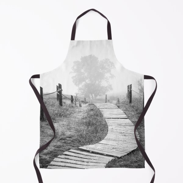 Item preview, Kohler Andrae State Park boardwalk through pines black and white designed and sold by TerraMediaLLC.