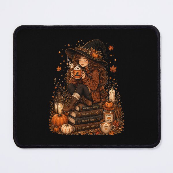Item preview, Cozy Autumn Witch Pumpkin Spice Latte & Spellbooks designed and sold by FestivityFinds.