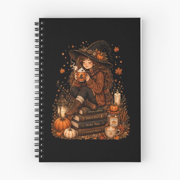 Item preview, Cozy Autumn Witch Pumpkin Spice Latte & Spellbooks designed and sold by FestivityFinds.