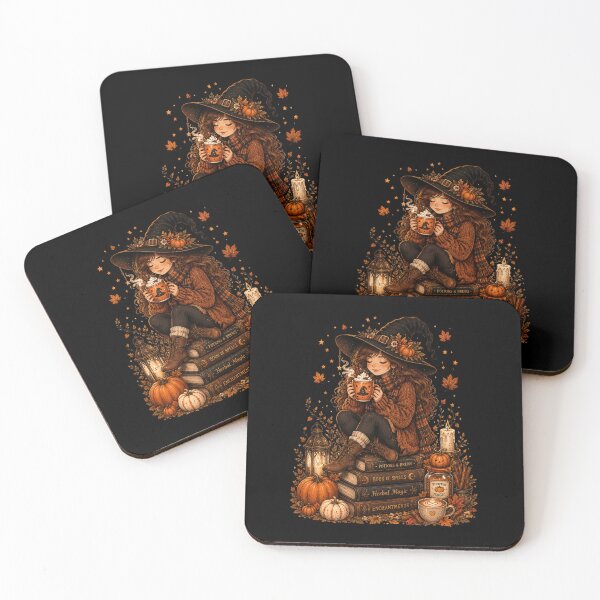 Item preview, Cozy Autumn Witch Pumpkin Spice Latte & Spellbooks designed and sold by FestivityFinds.