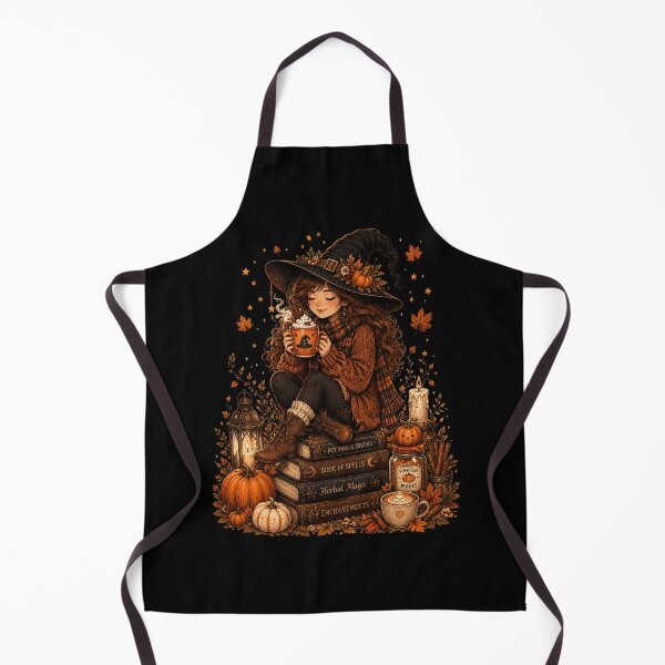 Item preview, Cozy Autumn Witch Pumpkin Spice Latte & Spellbooks designed and sold by FestivityFinds.