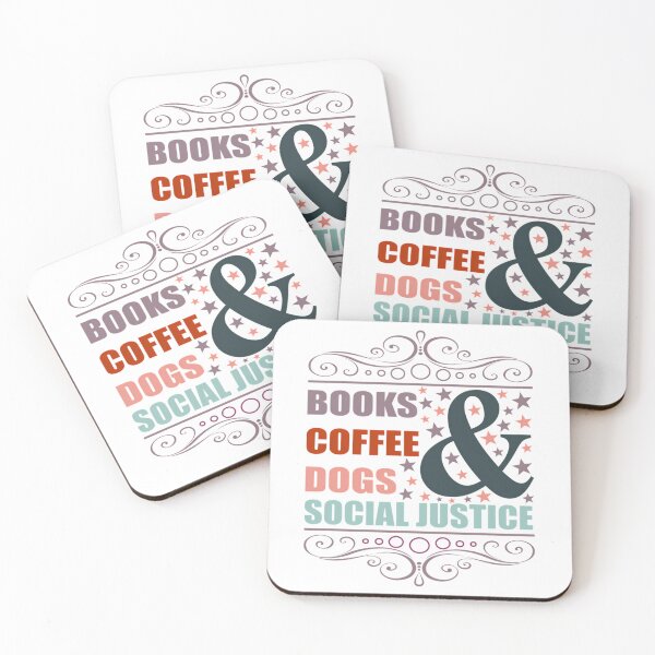 Item preview, Books And Coffee And Dogs And Social Justice - Sticker Redbubble designed and sold by aca-riolaus.