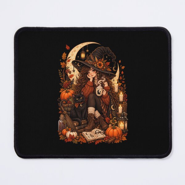 Item preview, Cozy Autumn Witch Black Cat Moon Pumpkin Spice designed and sold by FestivityFinds.
