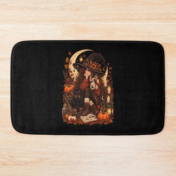 Item preview, Cozy Autumn Witch Black Cat Moon Pumpkin Spice designed and sold by FestivityFinds.