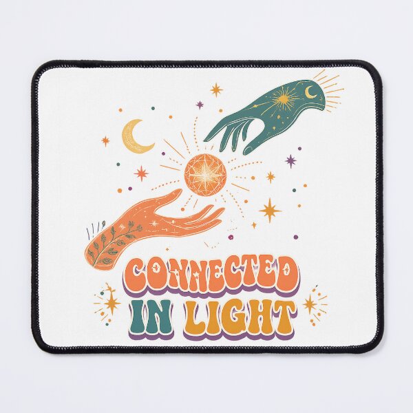 Item preview, Connected in Light Celestial Hands Cosmic Energy Retro Boho Art Design designed and sold by inkoutninja.