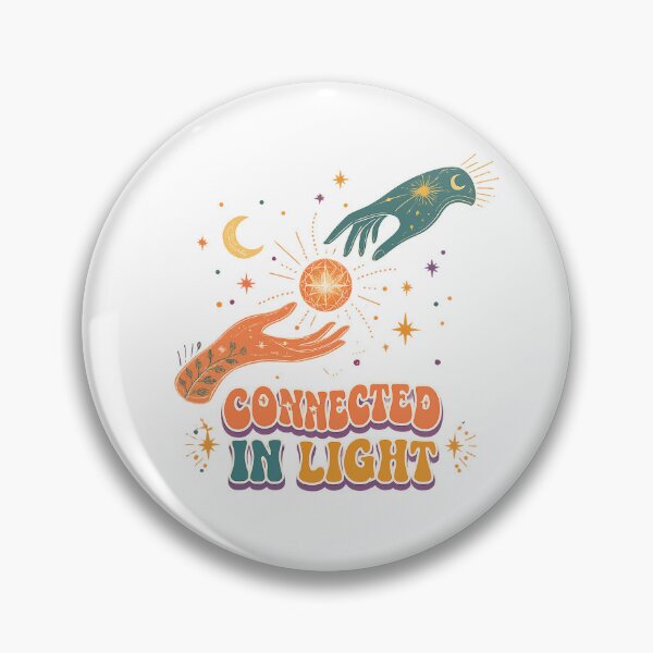 Item preview, Connected in Light Celestial Hands Cosmic Energy Retro Boho Art Design designed and sold by inkoutninja.