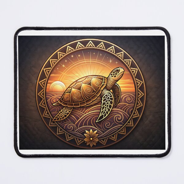 Item preview, Sea Turtle Golden Medallion — Ancestral Wisdom at Twilight designed and sold by Hawaii26.