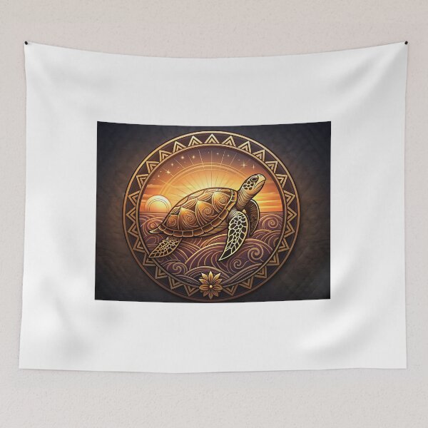 Item preview, Sea Turtle Golden Medallion — Ancestral Wisdom at Twilight designed and sold by Hawaii26.