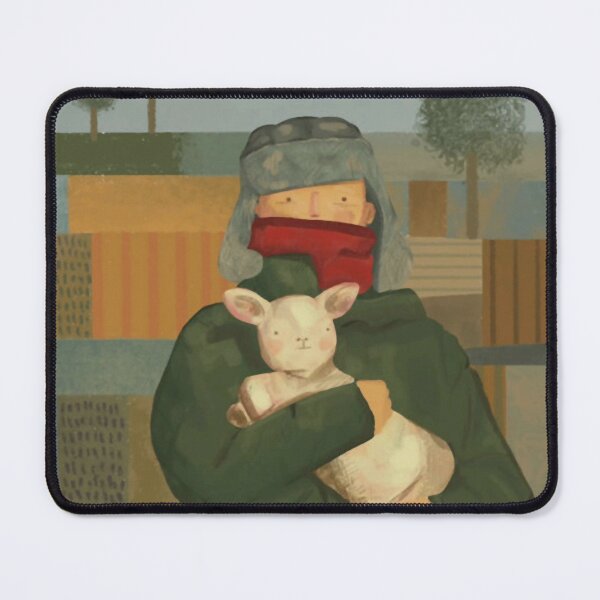 Item preview, Cozy Winter Scene With Person And Lamb Fine Art designed and sold by Aynniamyreg.