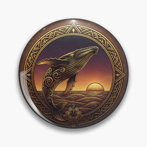 Item preview, Humpback Whale Gold Medallion — Polynesian Tribal Art at Dusk designed and sold by Hawaii26.