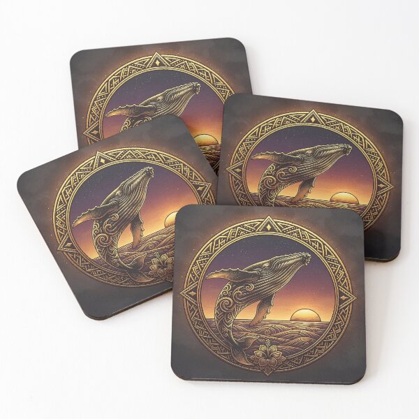 Item preview, Humpback Whale Gold Medallion — Polynesian Tribal Art at Dusk designed and sold by Hawaii26.