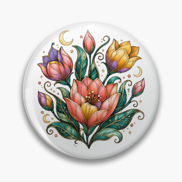 Item preview, Celestial Lotus Flowers Moon Stars Mystical Botanical Boho Art Design designed and sold by inkoutninja.