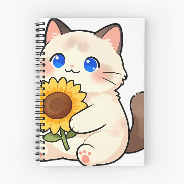 Item preview, Cute Ragdoll Cat Hugging Big Golden Sunflower designed and sold by pumsquare.