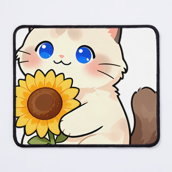 Item preview, Cute Ragdoll Cat Hugging Big Golden Sunflower designed and sold by pumsquare.