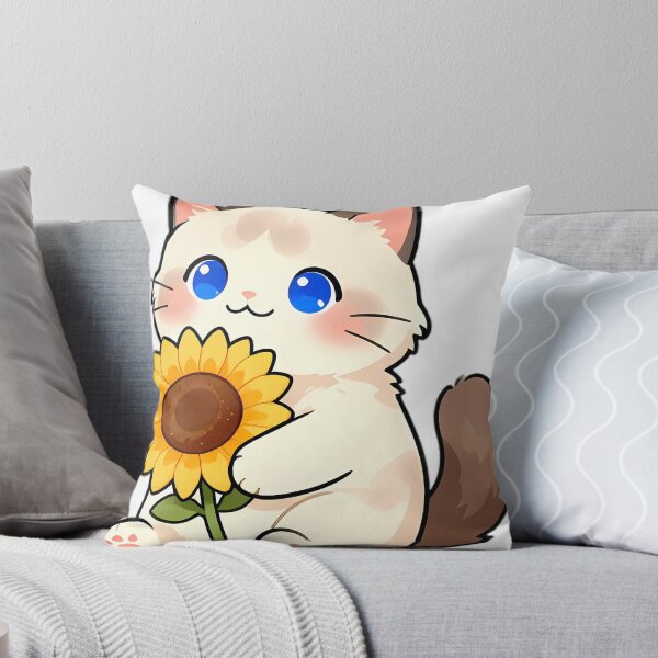 Item preview, Cute Ragdoll Cat Hugging Big Golden Sunflower designed and sold by pumsquare.