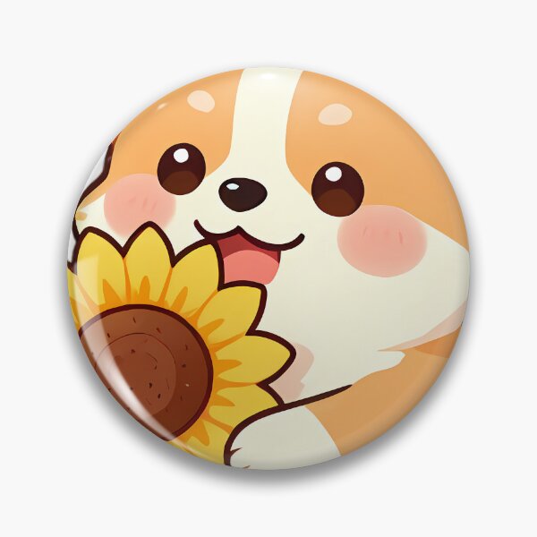 Item preview, Cute Corgi Puppy with Giant Sunflower Blossom designed and sold by pumsquare.