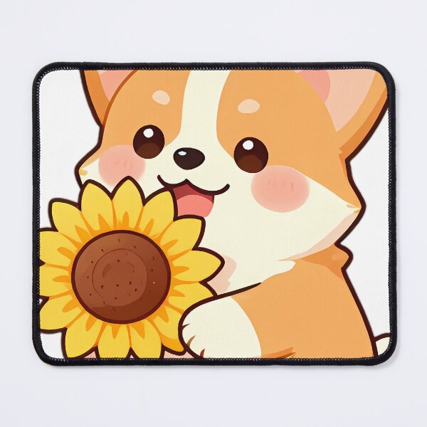 Item preview, Cute Corgi Puppy with Giant Sunflower Blossom designed and sold by pumsquare.